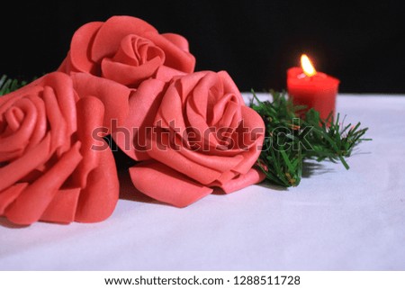 Flower and candle burning photoshoot. Valentine day