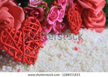 Happy Valentine day with decoration flower and grass photoshoot
