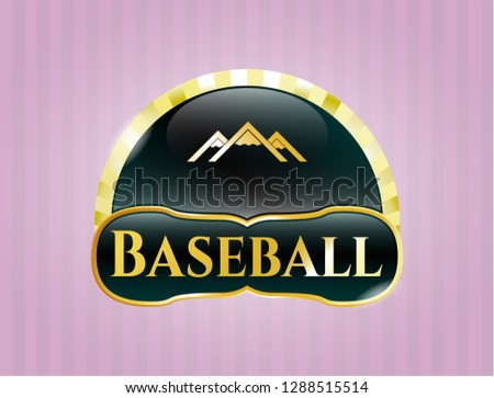  Gold shiny badge with mountain icon and Baseball text inside