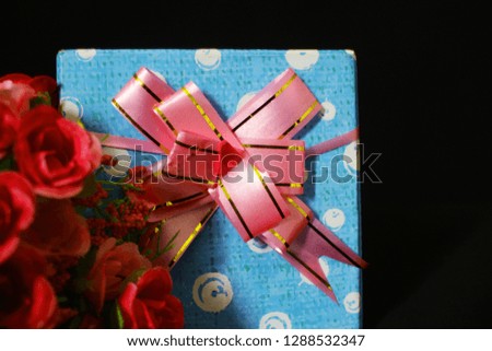 Gift boxes and bouquet flower for Valentine day photoshooot