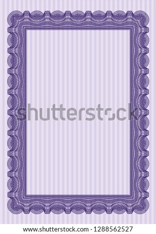 Violet Sample Certificate. Customizable, Easy to edit and change colors. Complex background. Sophisticated design. 