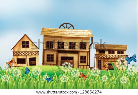 Illustration of the different wooden houses