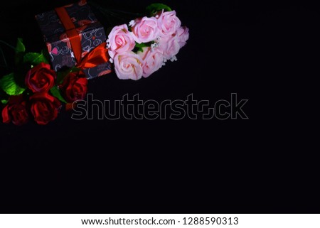 Flower and gift box for photoshoot Valentine day
