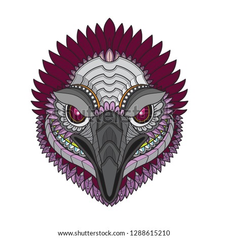 Zentangle Stylized vulture bird head-vector illustrations