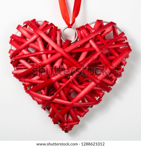 red heart on white background, love concept