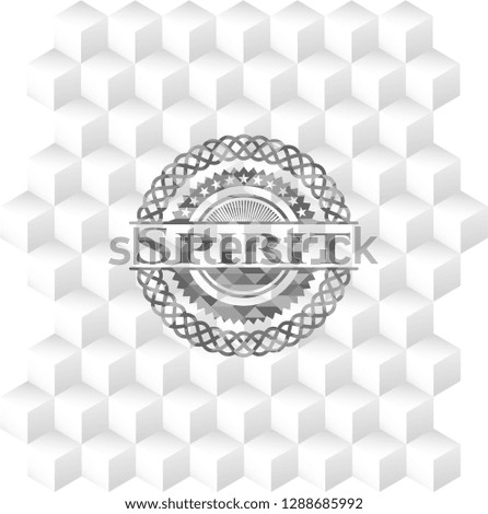 Spirit grey emblem with geometric cube white background
