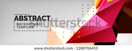 Mosaic triangular 3d shapes composition, geometric modern background. Triangles and polygons design. Vector bright poster