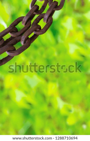 vertical texture light green rusty old brown chain upper left corner frame