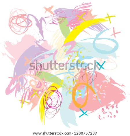 abstract colorful pastels paint brush and scribble lines background. creative colorful pastels nice brush strokes and hand drawn pattern for your design. kids cute sketch drawing. vector illustratio. 