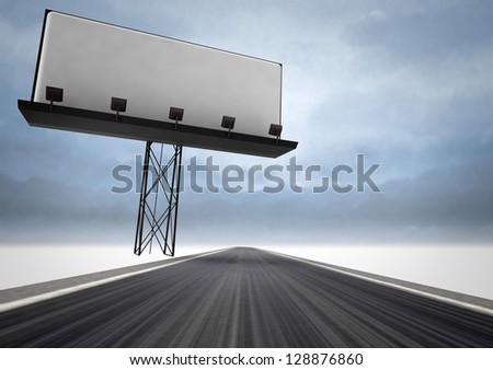 highway with writable area billboard and dark sky illustration