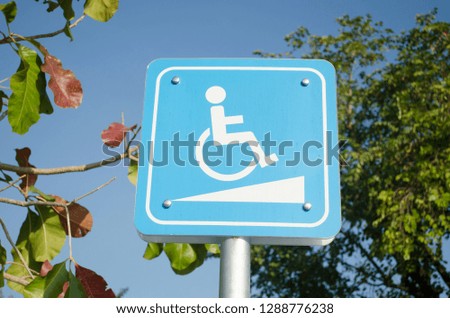 Handicap parking sign, a traffic sign for installed in the public area providing space and convenience specifically for people with disability