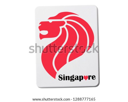 Singapore souvenir refrigerator magnet isolated on white background