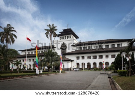 Gedung Sate, the Historic Landmark Building in Bandung, Indonesia Royalty-Free Stock Photo #128878420