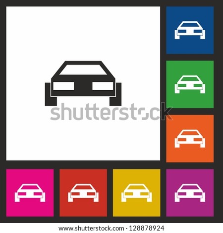 Car, auto, icon, vector, button