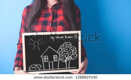 girl with black board