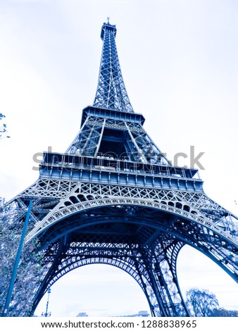 Blue Eiffel tower Paris
