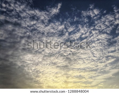 Sky, blue sky background with clouds and sunset.