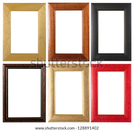 An assortment of classic picture frames isolated on white