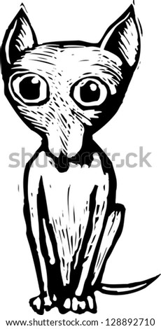 Black and white vector illustration of a chihuahua