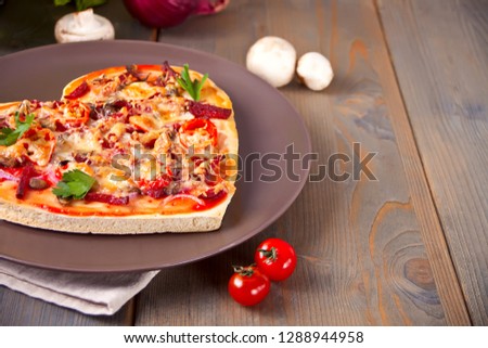 Pizza in the shape of heart for Valentine's Day