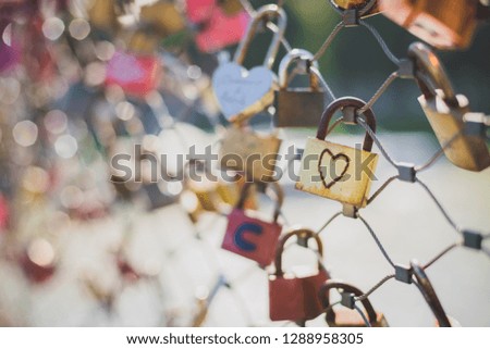 Colourful cute love locks on Markartsteg, Salzburg