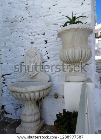 Artistic decoration outside of a traditional house in Sifnos island, Greece
