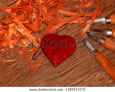 Keychain heart for keys from solid mahogany