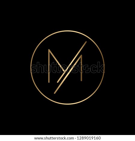 Creative and Minimalist Letter M Logo Design Icon, Editable in Vector Format in Black and White Color  Royalty-Free Stock Photo #1289019160