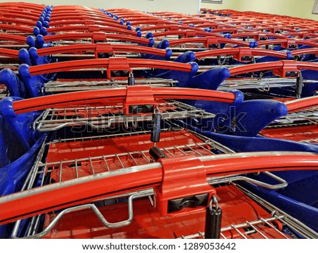 Shopping carts on a parking lot

