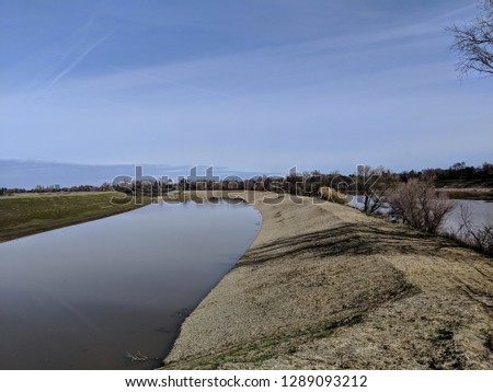 new California levee for flood protection Royalty-Free Stock Photo #1289093212
