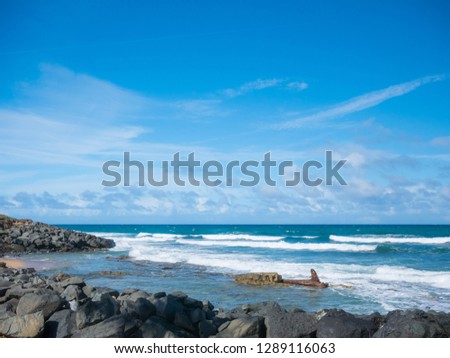 Great view of the sea on a beautiful windy day at Condado beach, San Juan, Puerto Rico