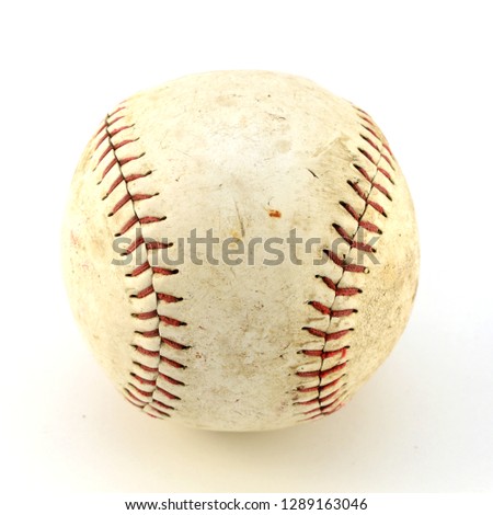 An isolated shot of a softball used in team sports.