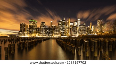 View of Lower Manhattan at Sunset from brooklyn