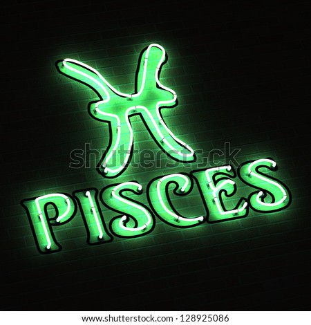 Pisces Zodiac Sign in Neon