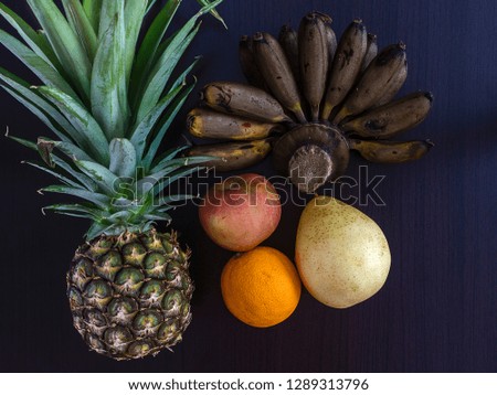 Thai fruit picture, View from above, on the kitchen table 