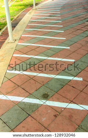 Line on floor for bicycle parking