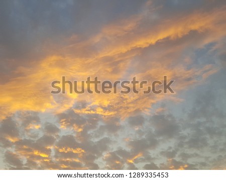 Sky background and golden light clouds before sunset
