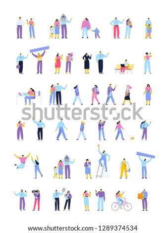 Vector people set isolated on white background. Flat cartoon characters.