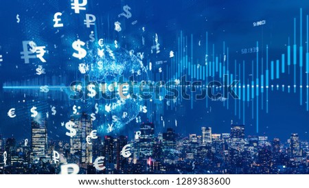 Financial technology concept. FinTech. Foreign exchange. Royalty-Free Stock Photo #1289383600