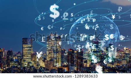 Financial technology concept. FinTech. Foreign exchange. Royalty-Free Stock Photo #1289383633