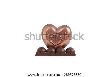 Heart chocolate. heart chocolate isolated on a white background. It is made from dark chocolate for Valentine's gift or anniversary present.