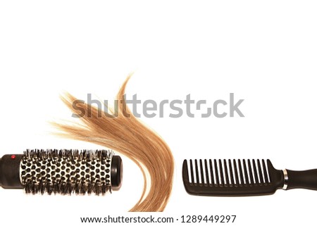 woman hair salon equipment tools styling and desinge hair with white backgound stock photo