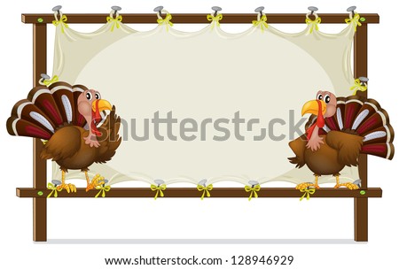 Illustration of the two turkeys on a white background