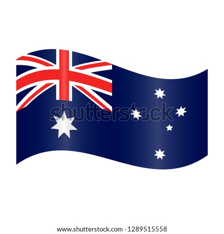 Waving Australian flag on a white background.Vector illustration. Flat design for business financial marketing banking advertising web concept cartoon illustration.