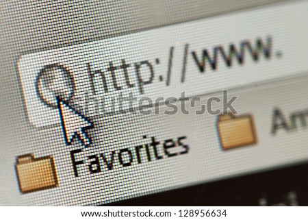 Browser: macro shot of www and cursor Royalty-Free Stock Photo #128956634