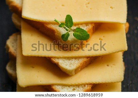 cheese, sandwich, mint, bread (delicious snack). Top. Food background