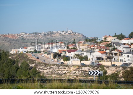 Two Israeli settlements in Samaria, Bet Arie and Peduel Royalty-Free Stock Photo #1289699896