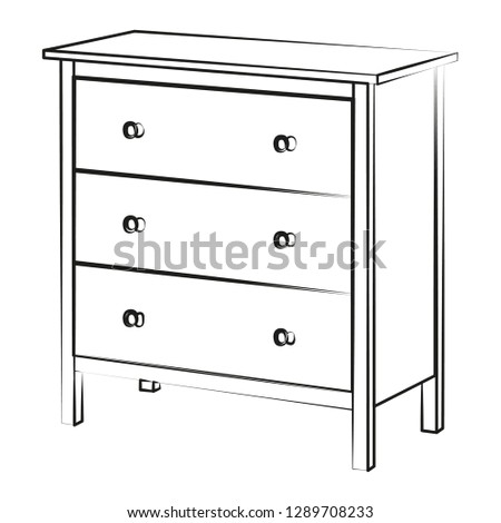chest of drawers contour vector illustration