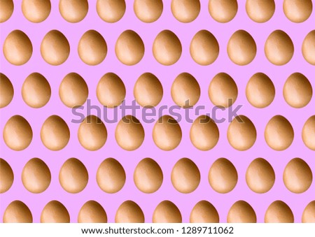 Collage of eggs on a pastel pink background. Flat stylish set. Contemporary art collage. Abstract surrealism and minimalism.