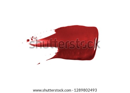 red bright beautiful paint spot strokes on isolated white background